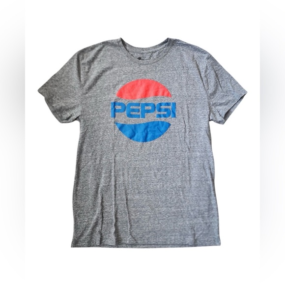 Pepsi Cola Vintage Style Grey Logo T-Shirt Men's Large‎ Graphic Tee